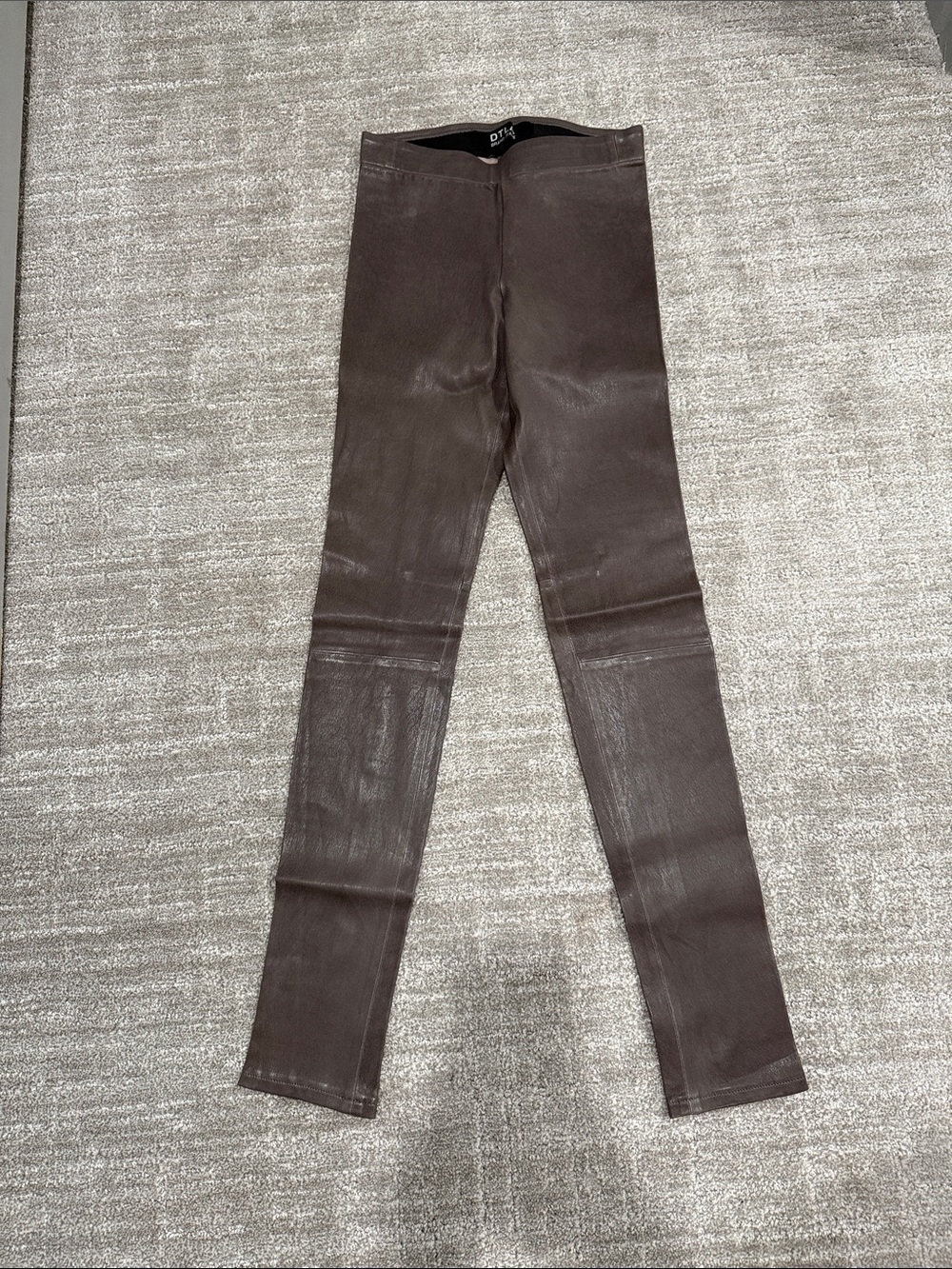 NEW DTLA lambskin leather Women’s gray grey Skinny legging Jeans pant